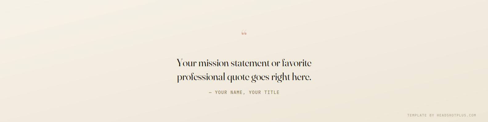 LinkedIn banner template with a cream background and a centered italic quote placeholder